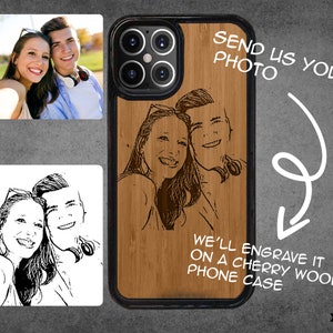 Custom Photo Wood Phone Case, Personalized Engraved Design, Personalized , iPhone 13 12 11 Pro Max S22 S10 S21 S20 Ultra Plus Google pixel