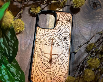 El señor de los anillos caja del teléfono madera, anillo, espada aragorn, iphone 11 12 13 14 15 pro max, samsung s20 s21 s22 s23 s24 note ultra google pixel