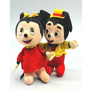 Woolikin Walt Disney Productions Peluche de Mickey y Minnie Mouse Vintage Japón imagen 1