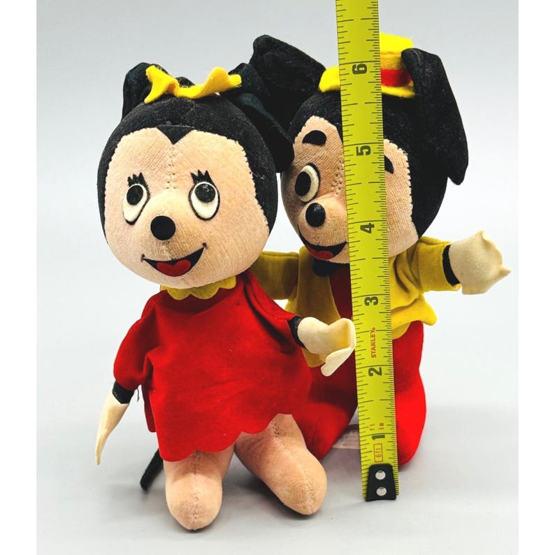 Woolikin Walt Disney Productions Peluche de Mickey y Minnie Mouse Vintage Japón imagen 11