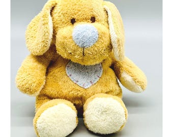 Peluche sonajero de perro Ty Pluffies HuggyPup, juguete de peluche con corazón azul