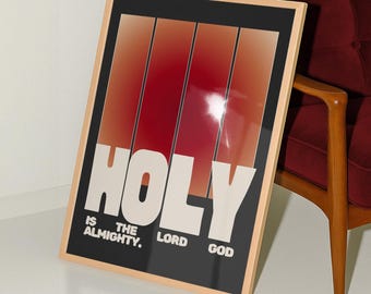 Mid Century Modern Christian Print: Black & Red Scripture Print, Holy Jesus Wall Art, Trendy Mens Poster, Retro Printable Apartment Art