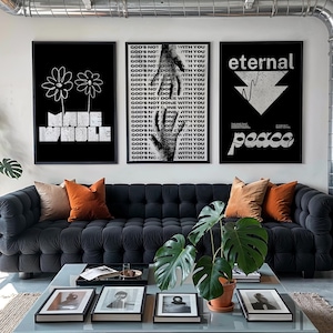 Moderne christliche Wandkunst 3er-Set: Trendige Schwarz-Weiß-Schriftdrucke, zeitgenössische Bibelvers-Wandkunst, Y2K-Männerwandkunst, Teenager-Drucke