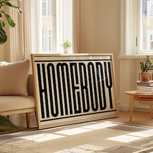 The Homebody Club Poster Horizontal Wall Art Typography Wall Decor Doorway Art Entryway Prints Trendy Retro Apartment Art Mid Century Modern