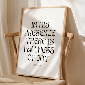 Trendy Christian Wall Art Minimalist Fullness Of Joy Christian Home Decor Digital Print Psalm 16 11 Bible Verse Retro Christian Print