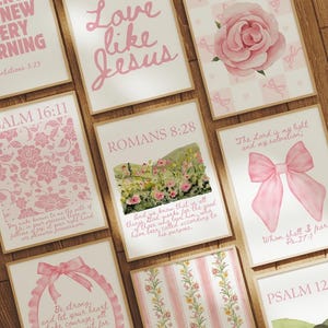 Pink Coquette Christian Wall Art Bundle of 9: Printable Scripture & Bible Verse Decor