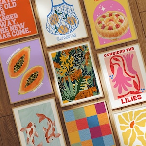 Colorful Christian Wall Art Set of 9: Trendy Eclectic Bible Verse & Scripture Maximalist Prints