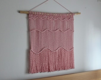 Macrame wallhanging - PINK, modern macrame, Bohemian Decoration, Woven Wall Hanging, Macrame Mural, Housewarming gift