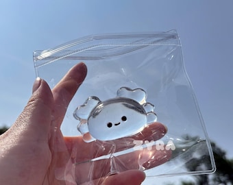 Clear Crab Taba Squishy Toy, Handmade Stress Relief Squishy, Cute design, Mini Taba Squishy Bag Accessories, Gift for her