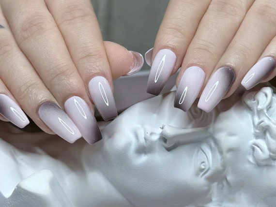 Buy Best Seller Gorgeous Beige White Ombre Acrylic Nails French Fade Design  on Press on Nails Online in India - Etsy