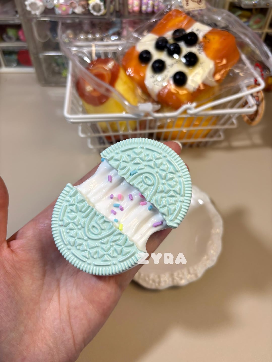 Mint Green Biscuit Taba Squishy Toy, Handmade Stress Relief Squishy, Cute design, Cute Taba Squishy Bag Accessories, Gift for her