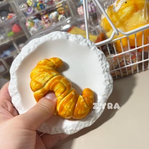 Croissant Taba Squishy Toy, Handmade Stress Relief Squishy, Cute design, Cute Taba Squishy Bag Accessories, Gift for her