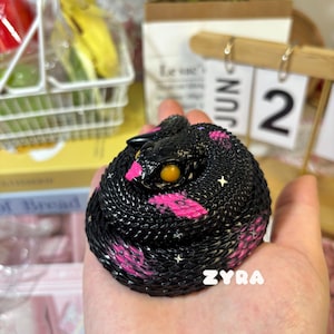 Black and Pink Snake Taba Squishy Toy, Y2K Handmade Stress Relief Squishy, Cute design, Cute Taba Squishy Bag Accessories, Gift for her