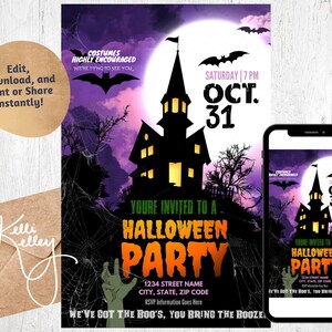 Halloween Party Invitation | Haunted House, Costume Party Invitation - EDITABLE and PRINTABLE | Instant Download