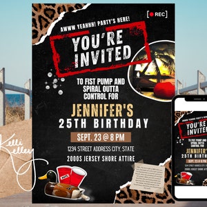 Jersey Shore Theme Party Invitation | Snooki Jenni Note, Pauly D Party Invite, 2000s Party Invite | Editable Jersey Shore Digital Template