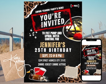 Jersey Shore Theme Party Invitation | Snooki Jenni Note, Pauly D Party Invite, 2000s Party Invite | Editable Jersey Shore Digital Template