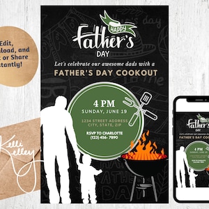 Happy Father's Day Cookout Invitation for Him | Father's Day BBQ Party ...