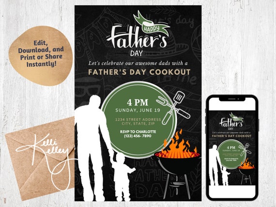 Happy Father's Day Cookout Invitation for Him - Etsy