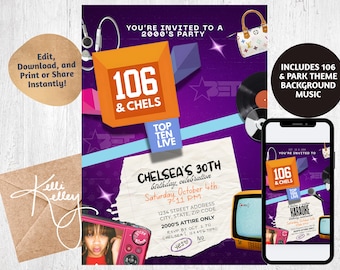 Plantilla de volante de invitación para fiesta de 106 & Park, años 2000, Y2K / BET 106 and Park / Años 90, 2000, 2000, Retro, Millennial, MTV, Digital