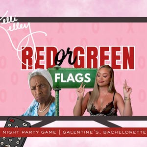 Red or Green Flag Girls Night Digital Game | Galentine's Party Game | Bachelorette, Birthday | Editable Canva Template, Instant Download