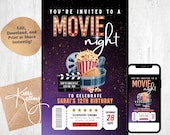 Movie Night Invitation | Printable and Editable Movie Birthday Party, Screen on the Green, Ticket Stub, Digital Instant Download