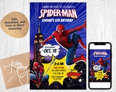 Spiderman Invitation for Boys Birthday Party | Spiderman Superhero Digital Invite - Editable and Printable | Instant Download