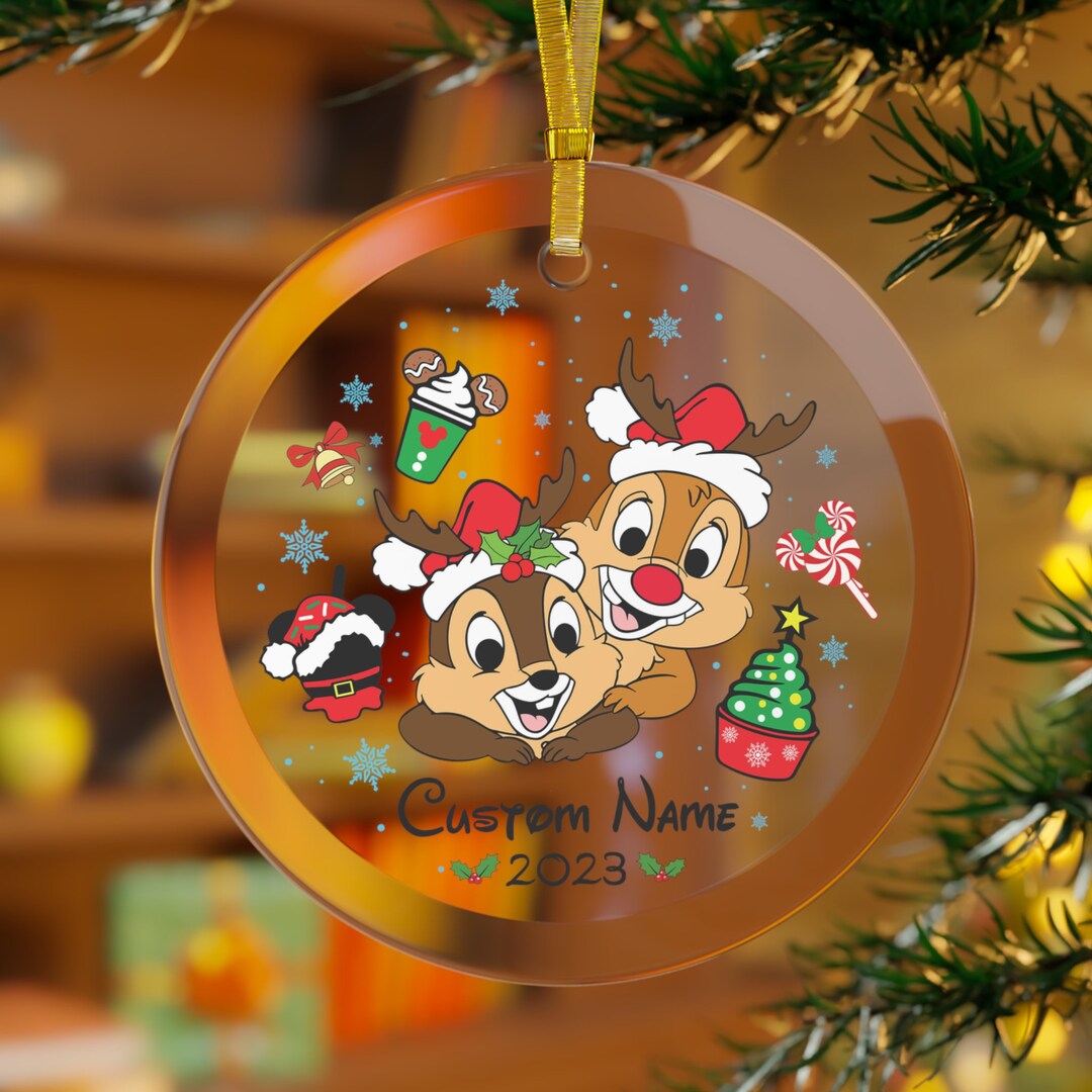 Personalized Chip and Dale Glass Ornament Disney Christmas Etsy