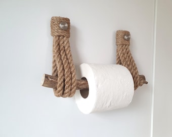 Driftwood Toilet Paper Holder | Jute Rope Coastal Bathroom Decor