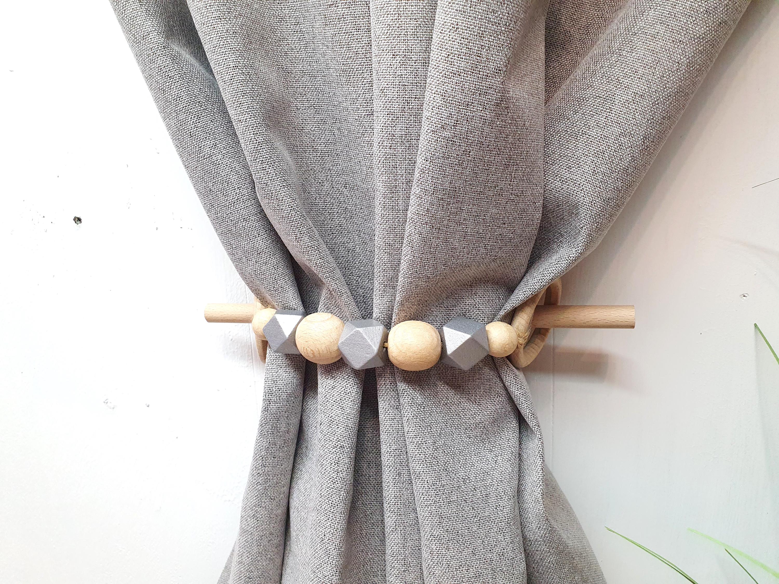 カーテン カーテンタイバック 木製ビーズカーテンタイバックコットンロープ