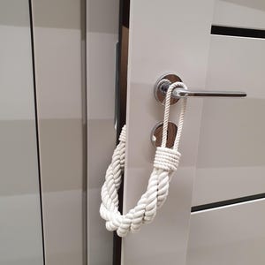 Handcrafted White Cotton Rope Door Stop: Nautical Boho Decor