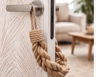 Chunky Jute Rope Door Stopper: Braided Nautical Decor