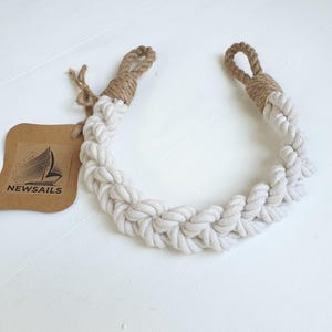 Cotton Curtain Tieback – Braided Rope Holdback with Jute Loop, Multiple Lengths, Boho Decor