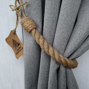 Curtain tieback -Jute rope tie for curtains -Tie for Curtains - Handmade rustic decoration of curtains - curtain holdback