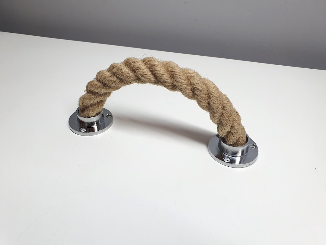 Pull Rope Knob Jute Rope Drawer Pull: Chrome Hardware, Minimalist Cabinet Knob - Etsy