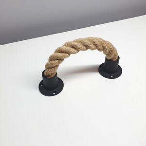 Rope Drawer Pull ..jute Rope Handle With Black Metal Hardware.. Modern ...