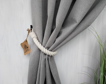 Chunky White Cotton Rope Curtain Tie Back: Eco-Friendly Home Decor
