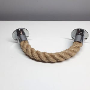 Handcrafted Drawer Pull .. Jute Rope Handle With Chrome Metal Hardware ...