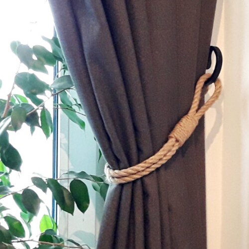 Jute Rope Curtain Tiebacks Holdback Curtain Tieback Etsy
