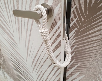Handcrafted White Cotton Rope Door Stop: Nautical Knot Decor