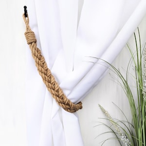 Set of 2 curtain ties - Handmade Jute Curtain Tieback- Thick Twisted Rope Design-Rustic Home Decor, Curtain Holder for Home-Window Treatment