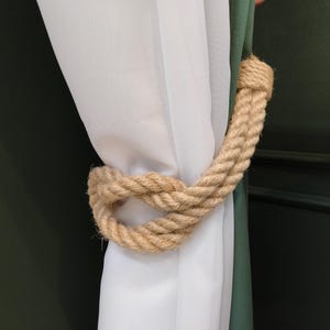 Jute Rope Curtain Tie Back: Nautical Square Knot, Eco Decor