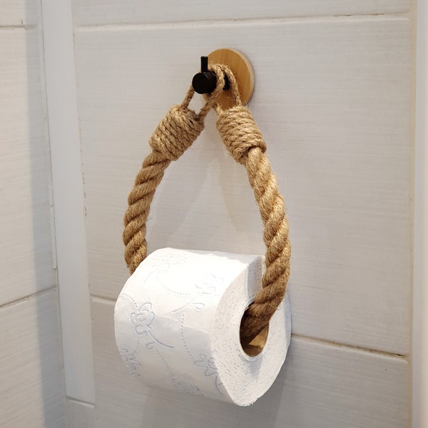 Toilettenpapierhalter - Juteseil - Befestigung Ohne Bohren - Befestigung Mit Klebeband - Badezimmer Dekor - Handtuchhalter