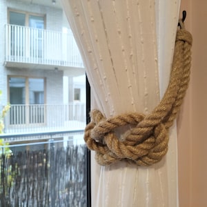 Curtain tie back - Jute rope tie curtains - Ecological home decoration, stylish interior accessory - curtain holdback