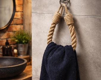 Jute Rope Towel Holder: Industrial Style Bathroom Decor