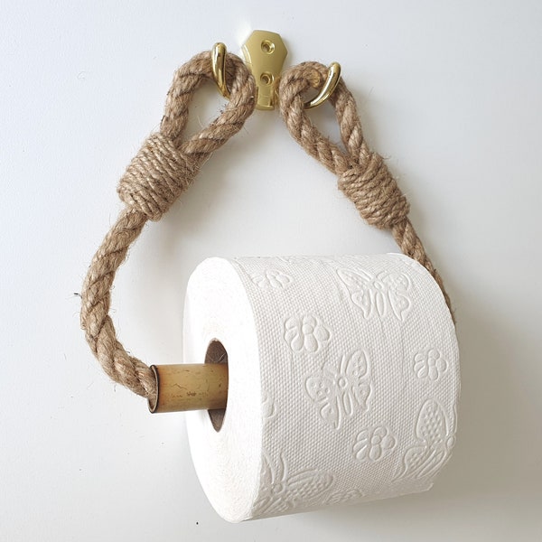 Porte-papier hygiénique - Corde de jute - Décoration nautique - pour salle de bain - Porte-papier en bambou
