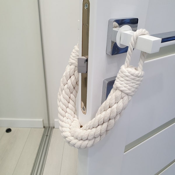 Door Stop Thick Rope - Braided Chunky White Cotton Rope - Nautical Decor - Door Animal Stopper - Industrial holdbacks