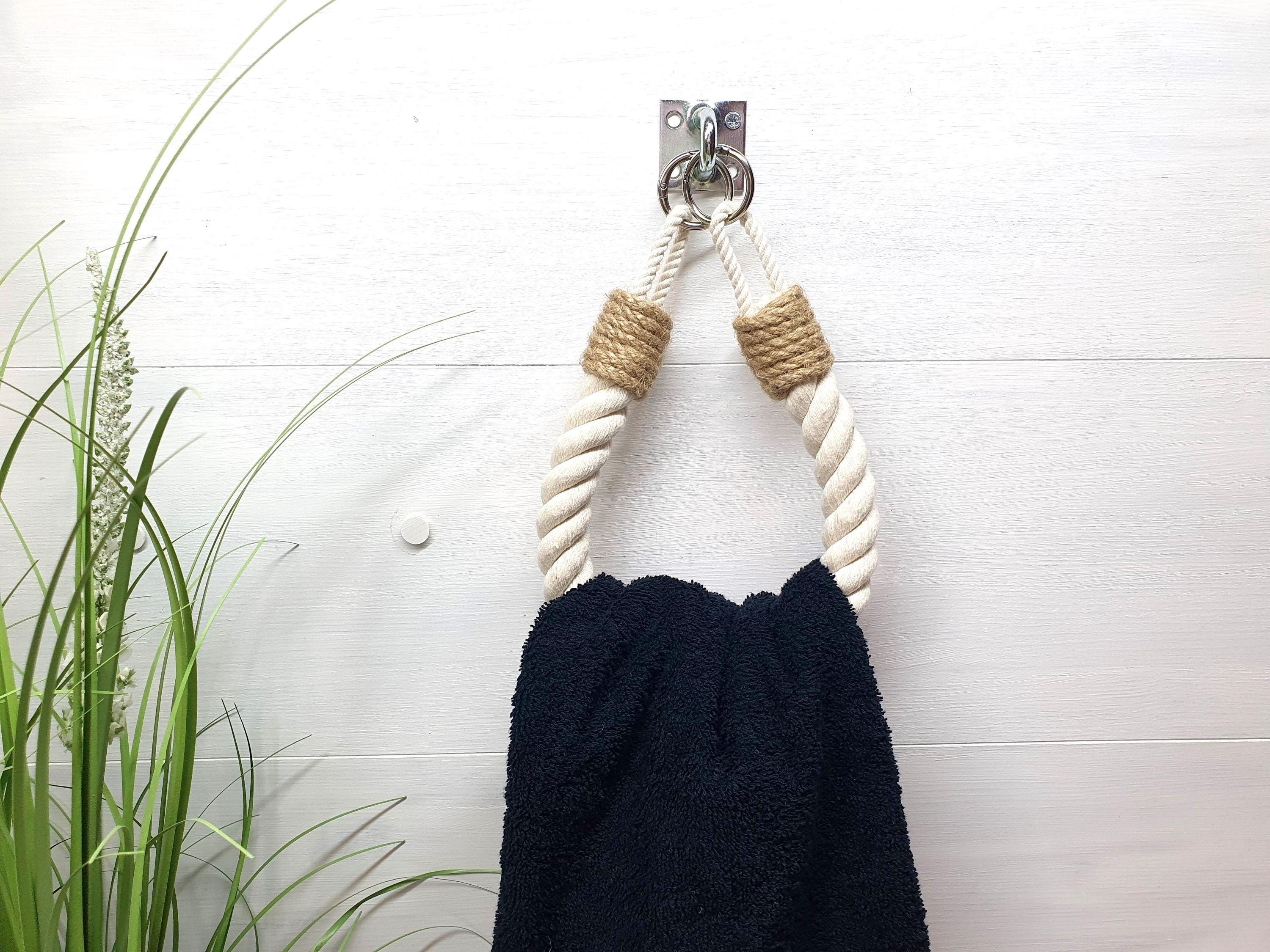 Cotton Rope Towel Holder: Farmhouse Rustic Bathroom Decor - Etsy