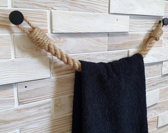 Towel holder - Storage of towels - Toilet Paper Holder - Jute Rope - Bathroom Accessories - Shabby Chic - Paper Towel Holder