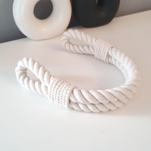 White Cotton Rope Curtain Tieback: Boho Nautical Window Decor
