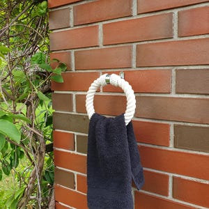 Porta asciugamani in corda di cotone bianco fatto a mano: arredamento per il bagno